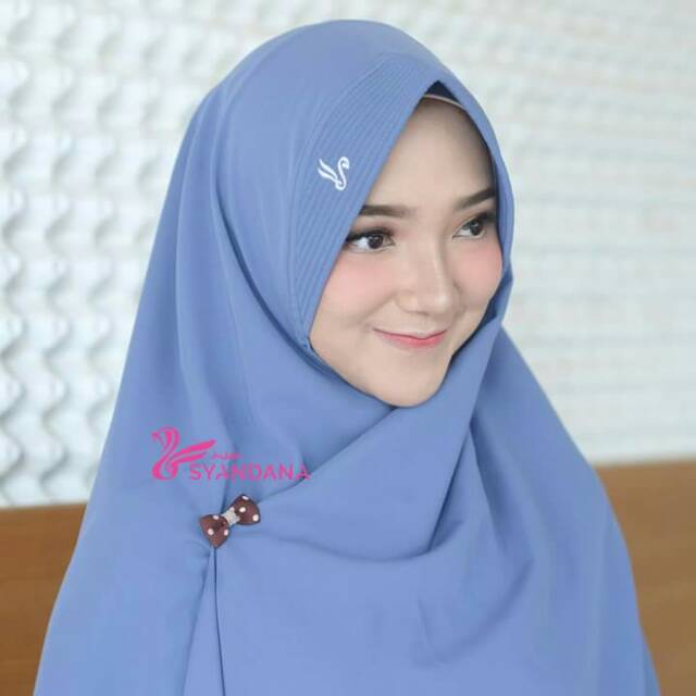 Kerudung Jilbab  bergo syari gosya syandana biru  denim  