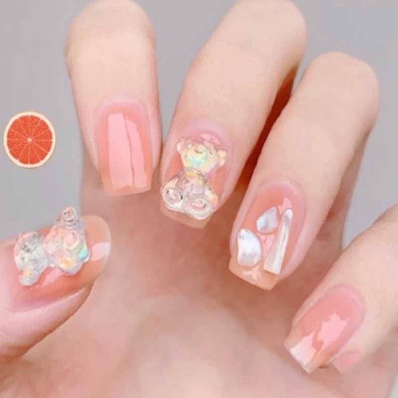 10pcs 8x10mm Stiker Kristal Glitter Bentuk Beruang 3d Untuk Dekorasi Nail Art