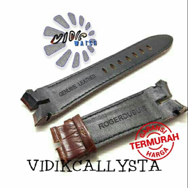 STRAP TALI JAM KULIT ROGER DUBUIS ROGERDUBUIS 26 MM PREMIUM HITAM DAN COKLAT