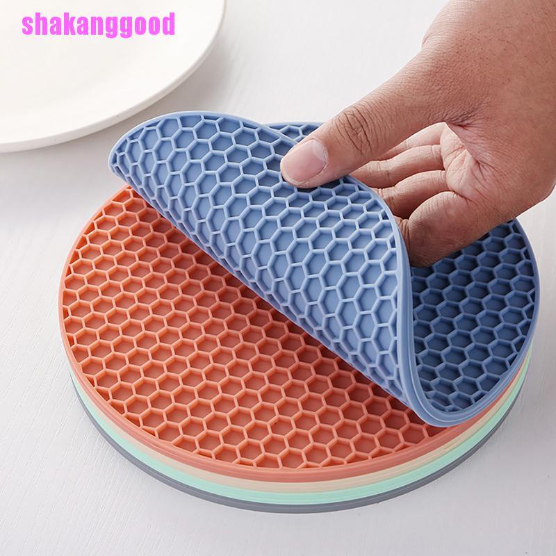 2 Pcs Tatakan Cangkir Multifungsi Bentuk Bulat Bahan Silikon Tahan Panas Anti slip