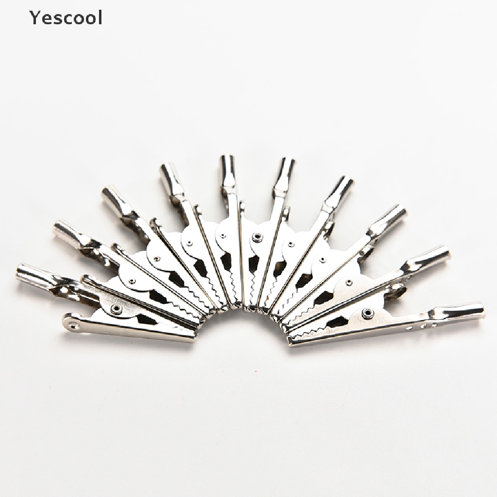 Yescool 10pcs Kabel Test Klip Buaya Bahan Stainless Steel