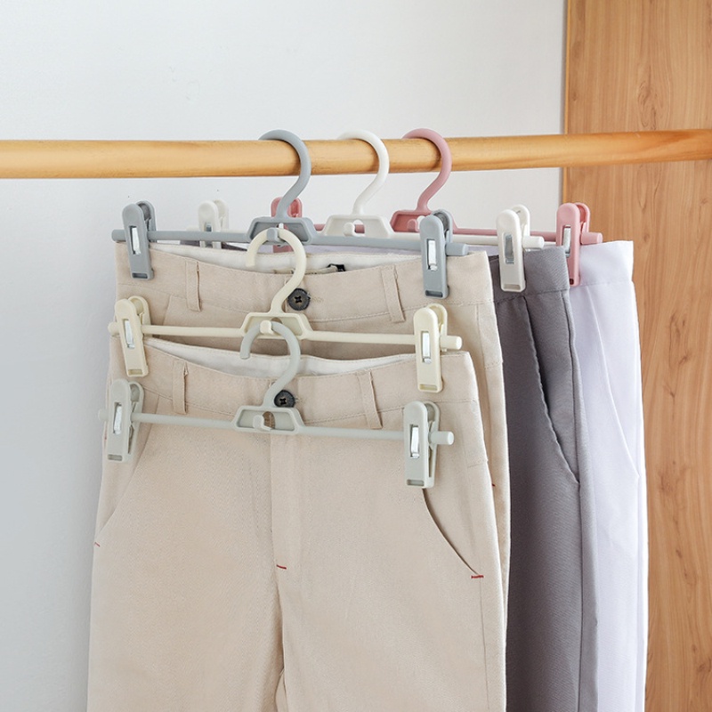 Home Hanging Pants Fix Clip Hanger / Adjustable Trousers Clothespin Drying Rack /Space Saving Skirt Peg Hanger/ Multifunctional Organizer Shelf