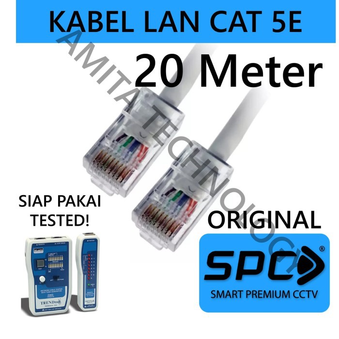 Kabel LAN SPC 20 Meter CAT5e Ethernet Jaringan WIFI/CCTV/Server/Indoor