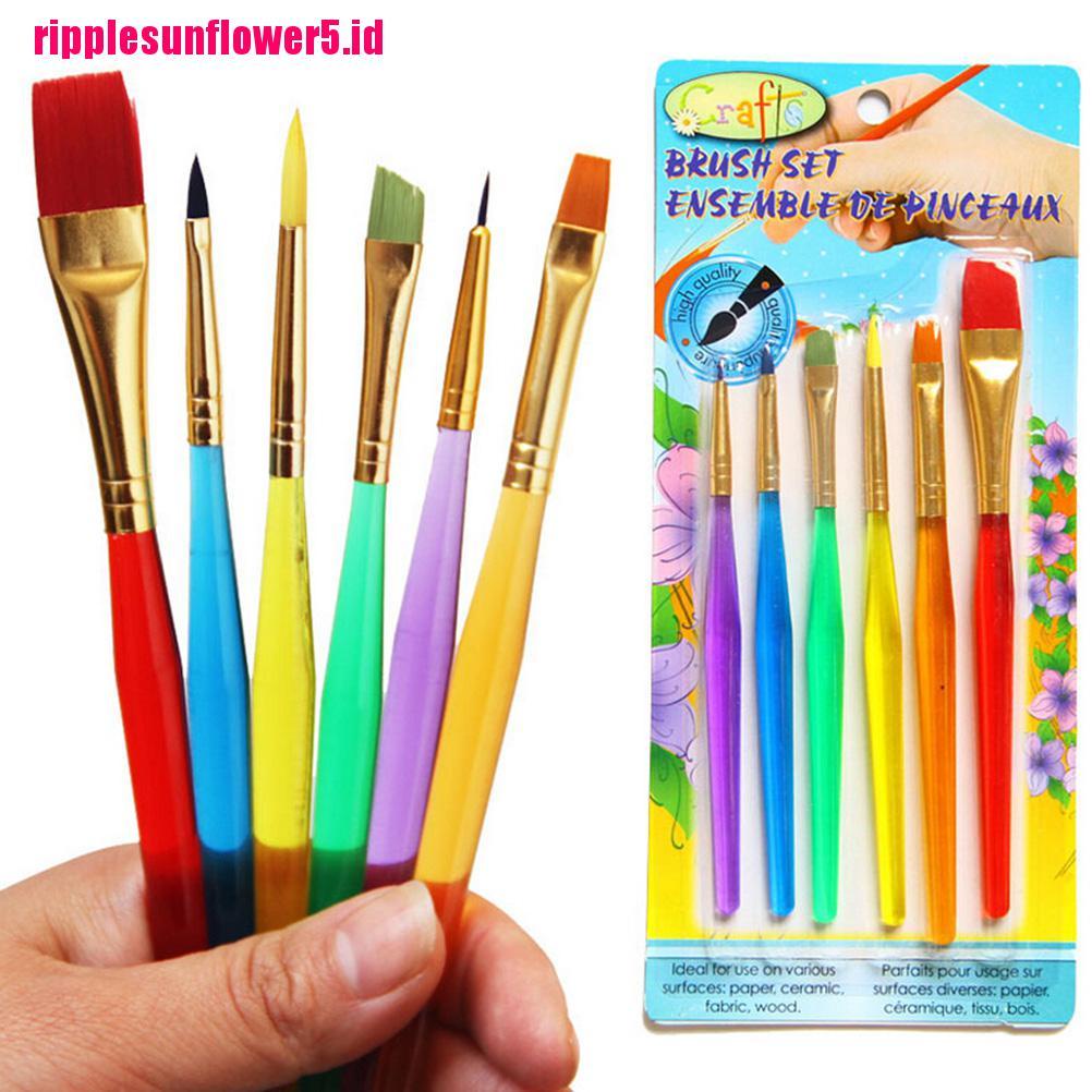 6pcs / Set Kuas Lukis Cat Air Bahan Nilon Untuk Anak