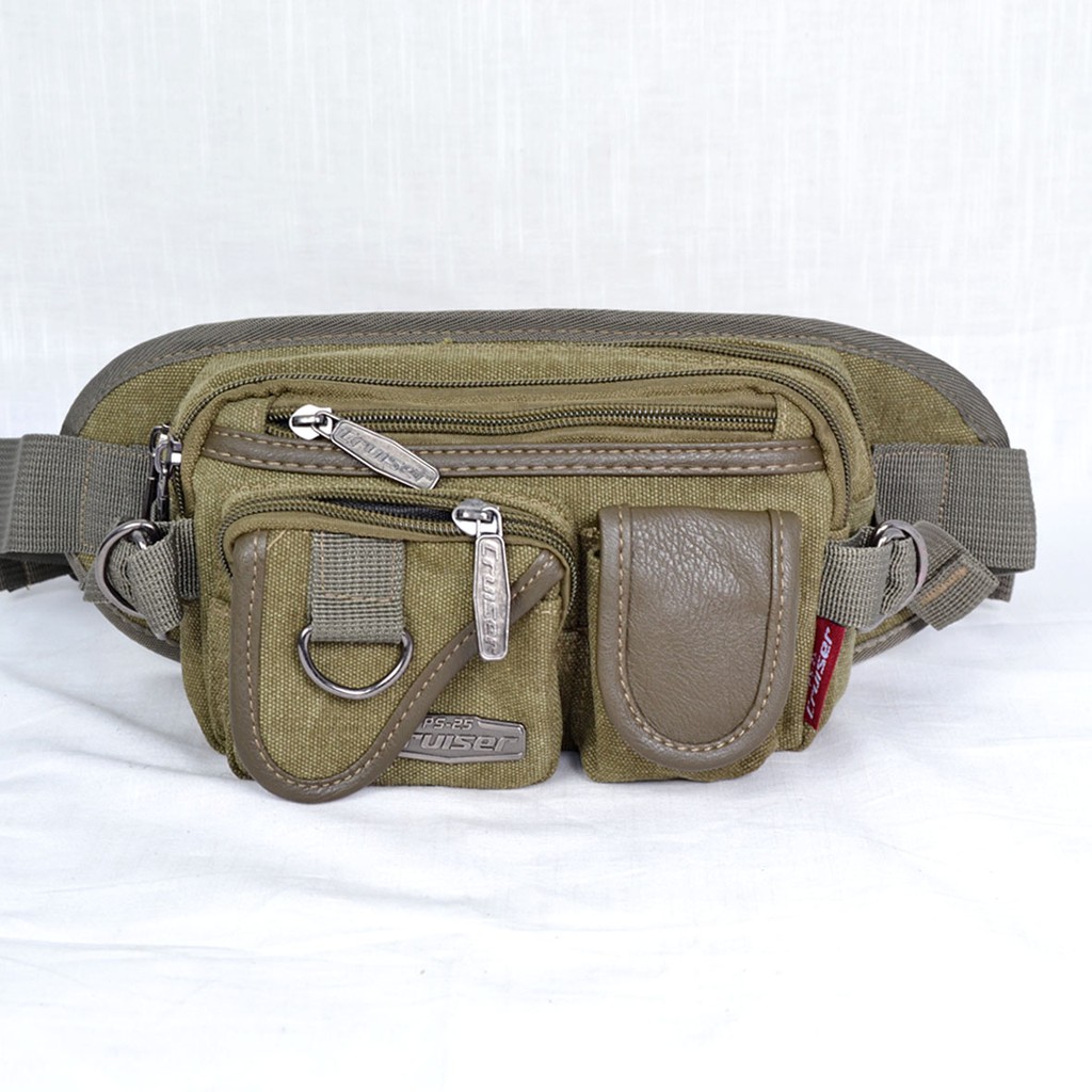 Waist Bag Pria Kanvas Kwalitas Import Cruiser 2 Kantong 7601-4