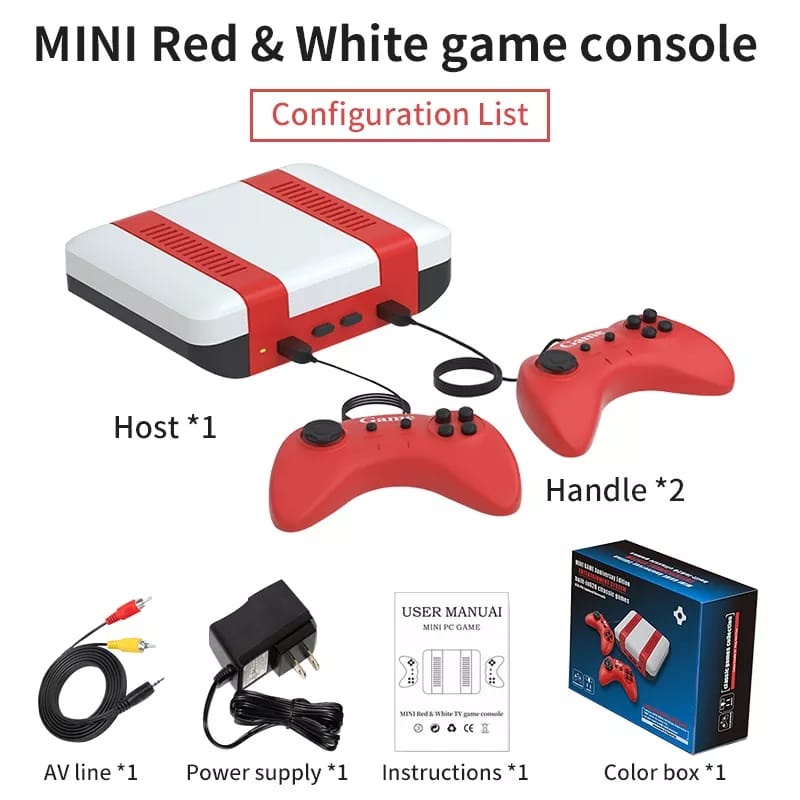 NEW 2021 GAME CONSOLE RED AND WHITE CLASSIC 2 PLAYER SHOPEKU12