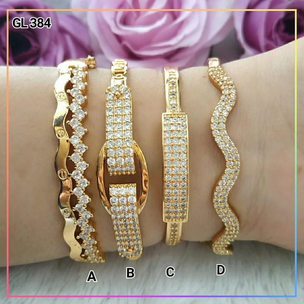 Gelang xuping gelang dewasa permata gelombang perhiasan lapis emas gold GL 384