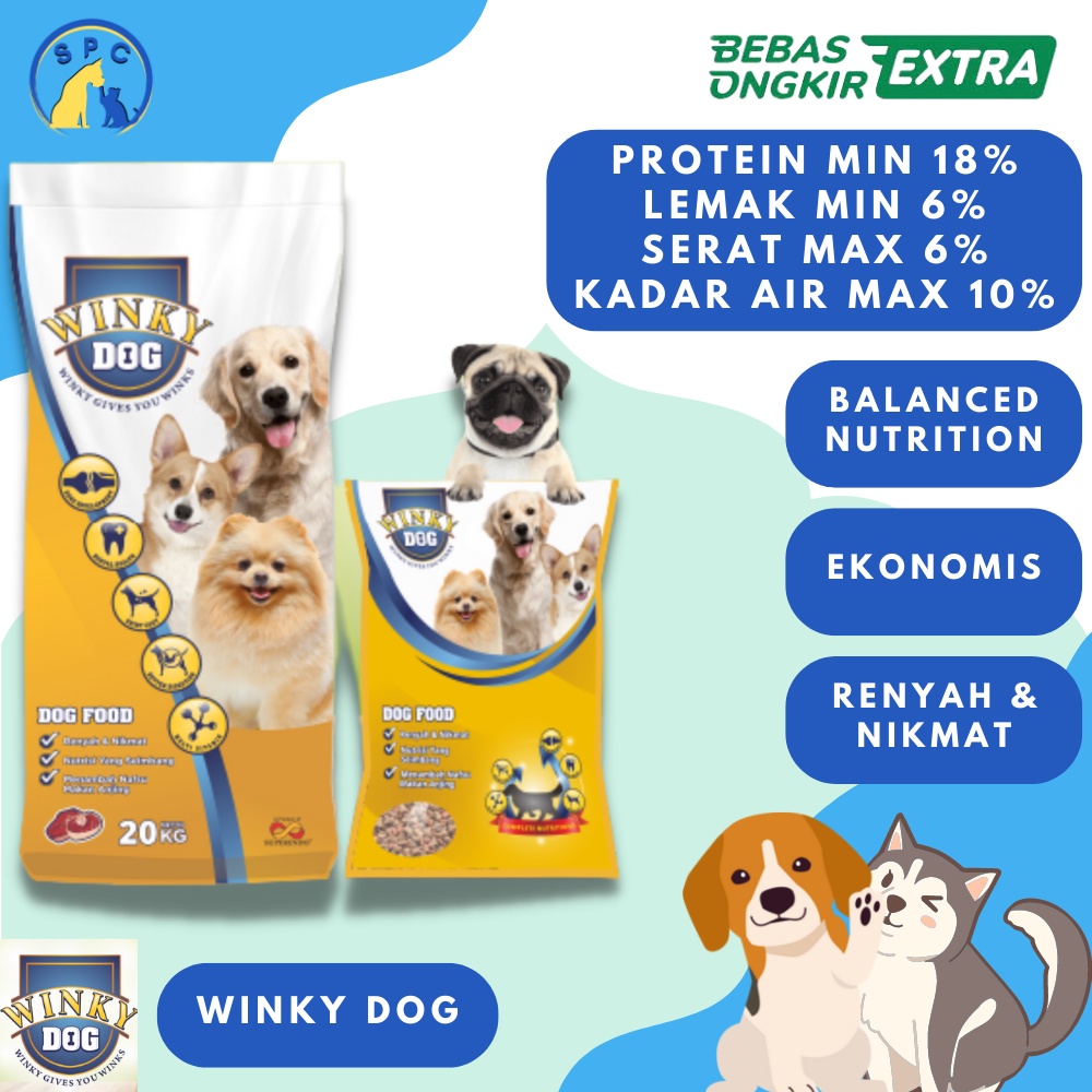 WINKY DOG Food Makanan Anjing Murah Ekonomis Termurah Repack 1 Kg Pakan Anjing Kering Dog Food