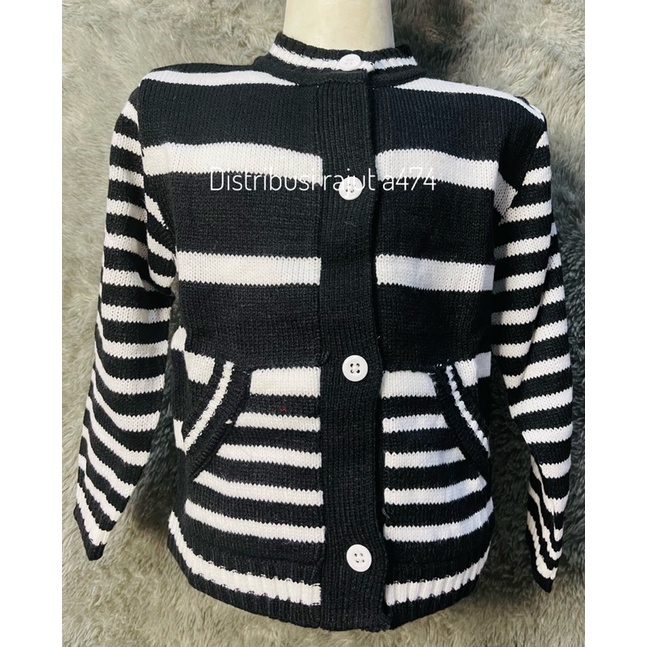 CARDIGAN RAJUT ANAK MOTIF GARIS PAKE KANTONG UMUR 1 SAMPAI 3 Tahun
