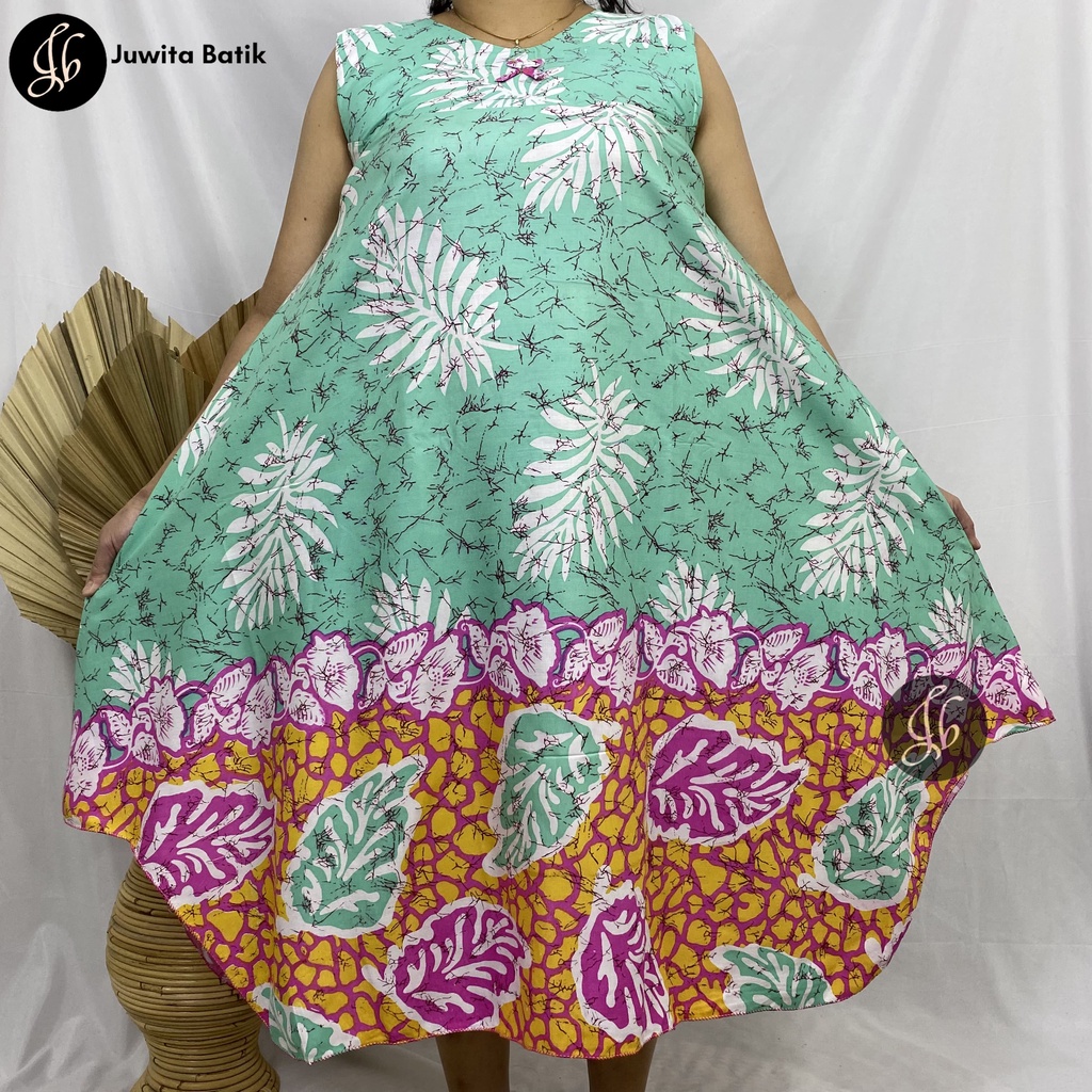 Juwita Batik - Daster Yukensi Wanita Tanpa Lengan Bahan Tebal Kualitas Premium Motif Keladi Putih Best Seller