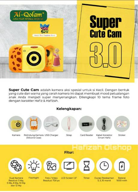 New Cute Camera Hafiz versi 3.0 [Free ongkir] 5MP AlQolam Kamera Kids Super Smart original