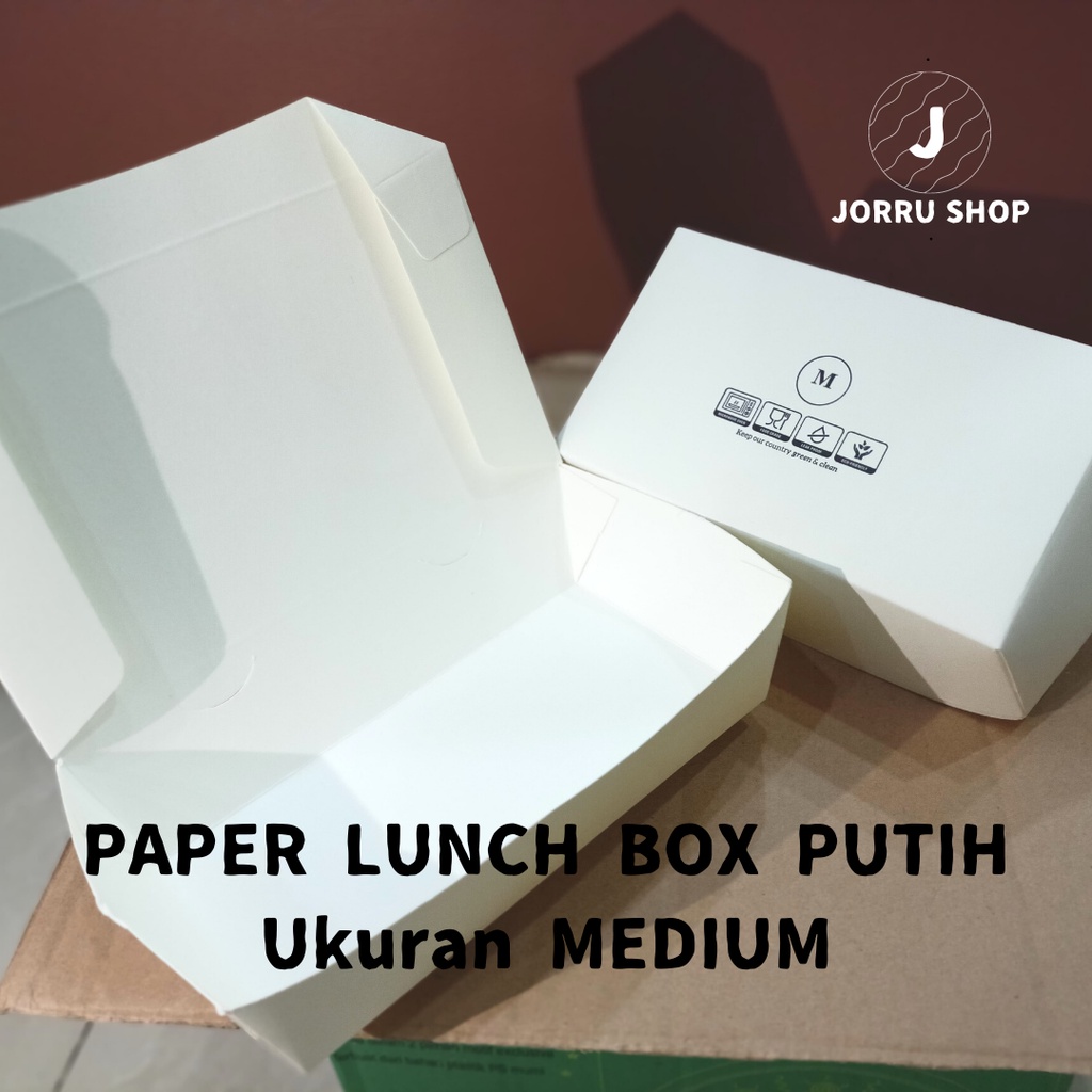PAPER LUNCH BOX PUTIH UKURAN MEDIUM // HARGA PER SATUAN 1 PCS // PAPER BOX KERTAS // PAPER MODEL LAN
