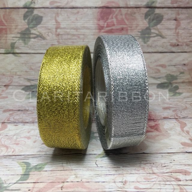 Pita Metalik gold silver emas perak ukuran 2,5cm atau 1&quot;