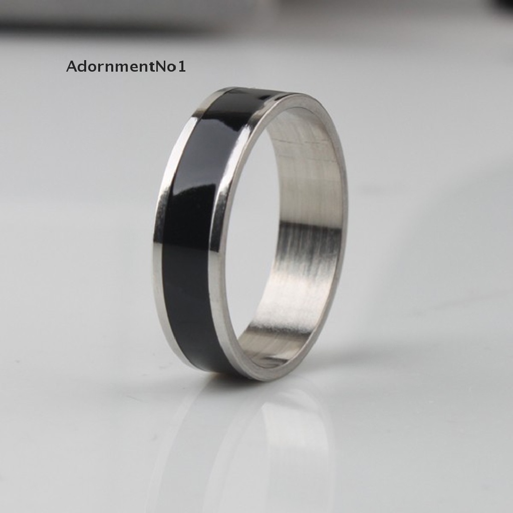 (AdornmentNo1) Cincin Titanium Steel Warna Hitam Ukuran 16-22 Untuk Pria / Wanita