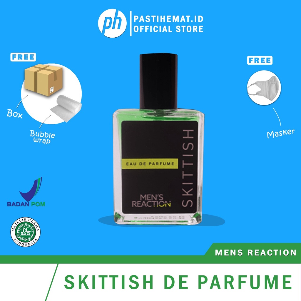 (BONUS MASKER DUCKBILL) Parfum Men's Reaction Skittish Parfume Pria Dengan 3 Aroma Sekaligus