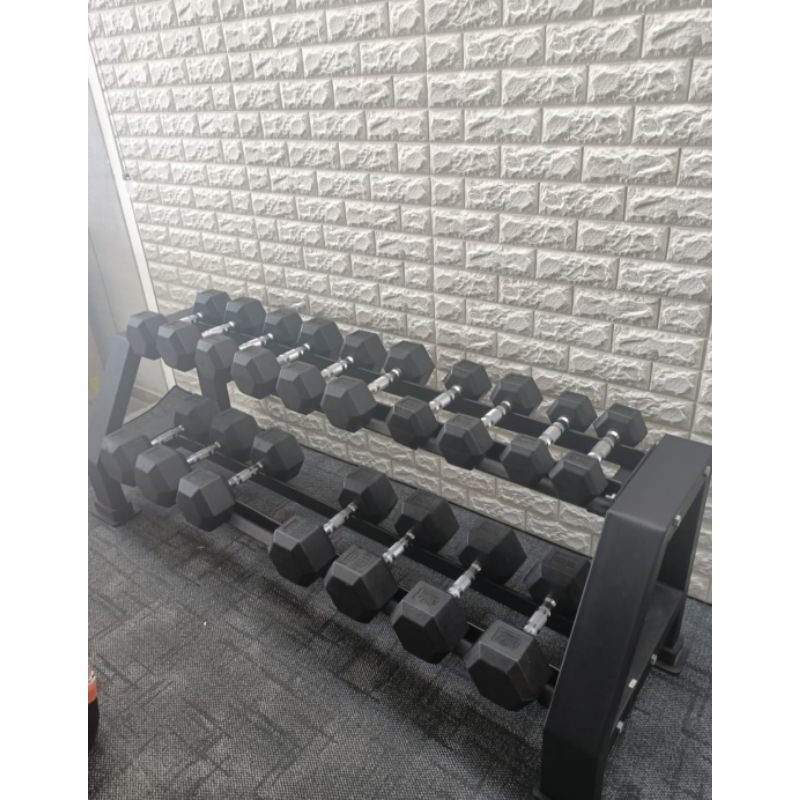 Alat Fitness Dumbell Set rubber Hexagonal Import