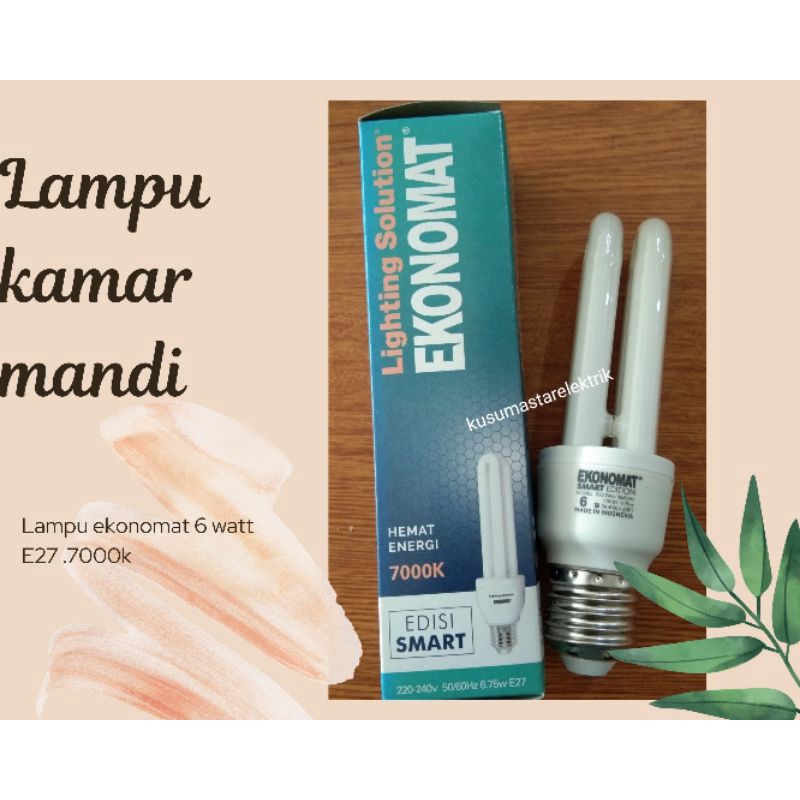 lampu kamar mandi6 watt. lampu ekonomat plc 06watt.7000k