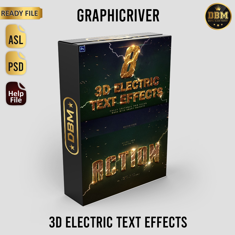 3D Electric Text Effects - Photoshop