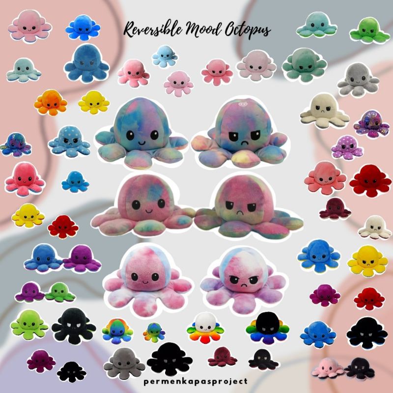 Reversible Mood Octopus / Flip Boneka Gurita Tik Tok
