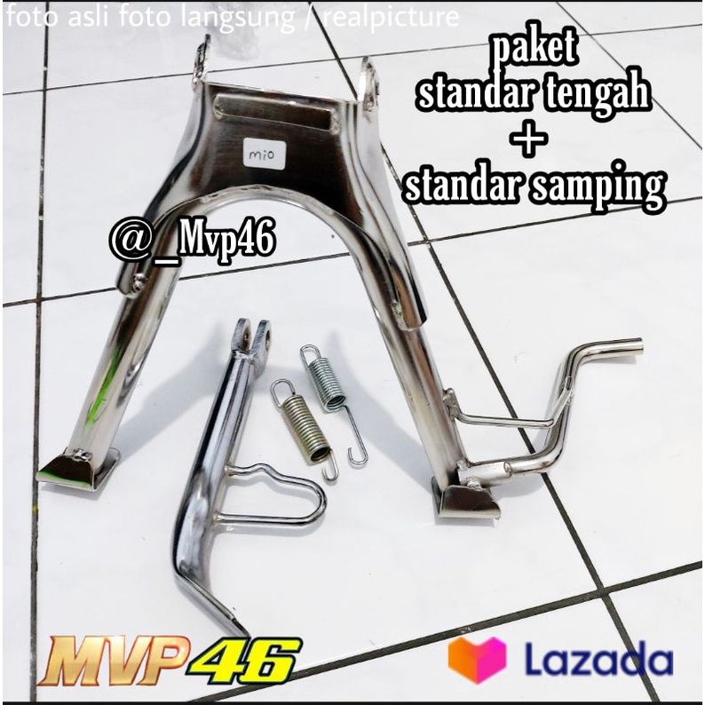 paket standar tengah mio dan standar samping Ring17 Mio smile-Mio sporty-Mio soul karbu finishing chrome