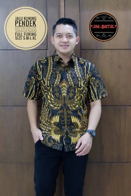 Kemeja Batik/Hem Batik JALU KUNING Bahan Katun Sragenan Lapis Furing