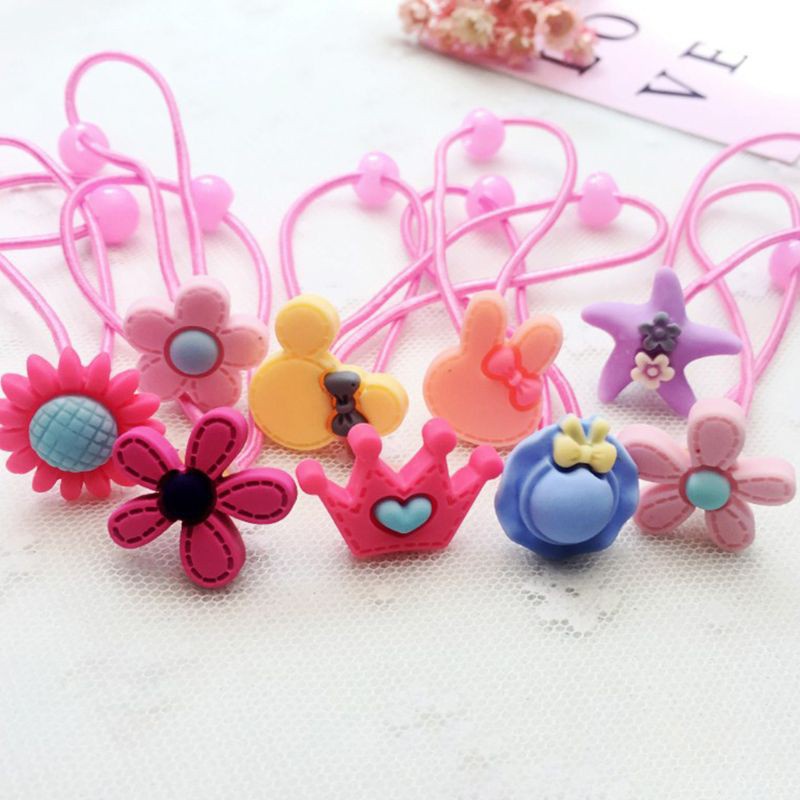 Glitter Child Baby Girls Polished Plastic Hair Clip Cute Cartoon Animal Floral Elastic Rubber Band Ponytail Holder Party Hairpin Barrette Random Style