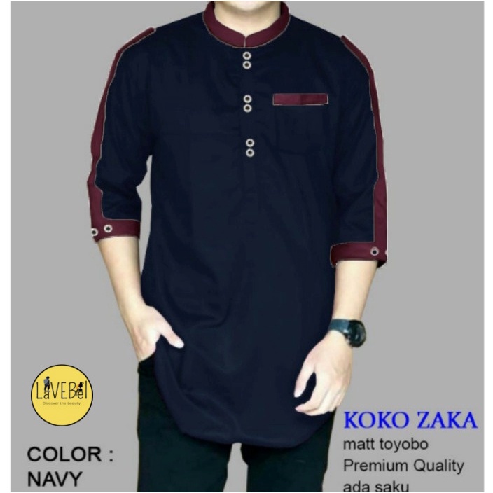 LVB Baju Koko ZAKA /TERBARU 2021/Qurta Tojiro/Koko Lengan 3/4/Baju Muslimin Jumbo/Atasan Muslim Pria/GRATIS ONGKIR CASHBACK COD/ LAVEBEL