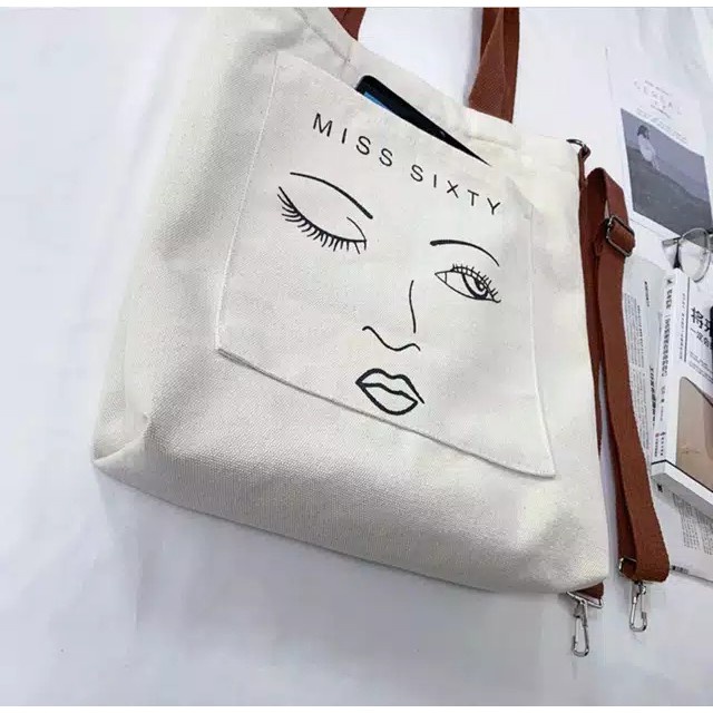 Charyatink - Totebag Monokrom Wanita Aesthetic Tas Selempang Bahu Wanita