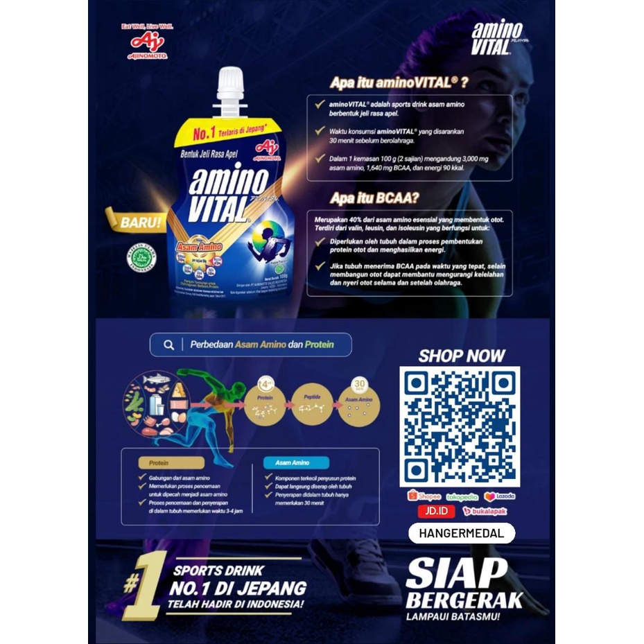 AminoVITAL Sport GEL Jelly Stamina Energy GU Lari Sepeda Olahraga amino vital