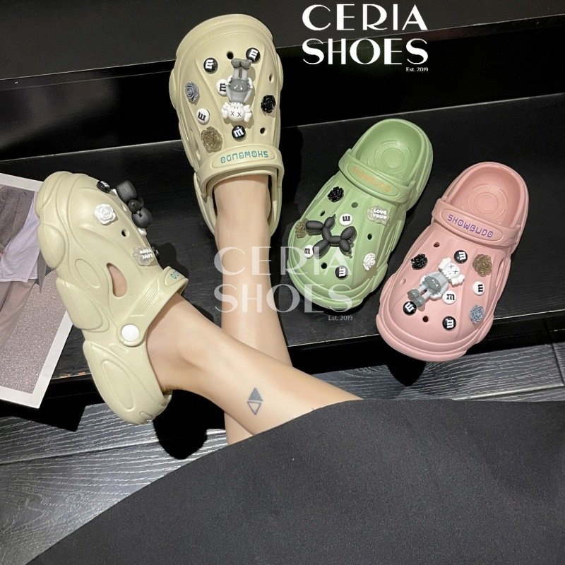 PVC Sandal Slop Wanita Clog Slip On Jibbitz KAWS XX Import Bangkok Rubber ELastic Super Soft Toy Story Sol Rubber Anti Slip Summer Sandals 218 ELMOXX