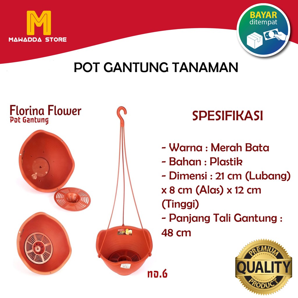 Pot Gantung Tanaman Cantik Taman Pot Florina Flower Dengan Tempat Air