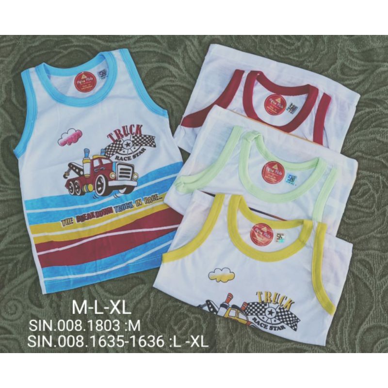 3PCS Singlet Anak Agreekids / singlet santai / Pakaian Dalam Anak /  Singlet Kaos / Kaos Kutang Anak