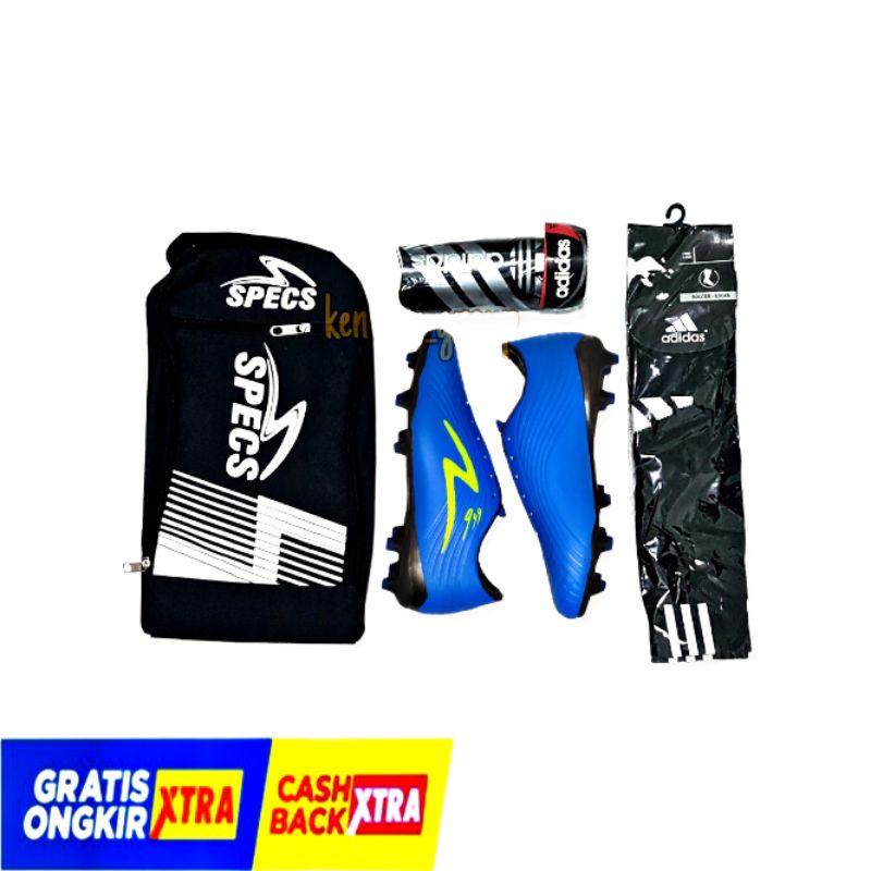 Paket Sepatu Bola komplit Specs infinity lightspeed reborn terbatu Tempo gred ori.promo bola tiempo 