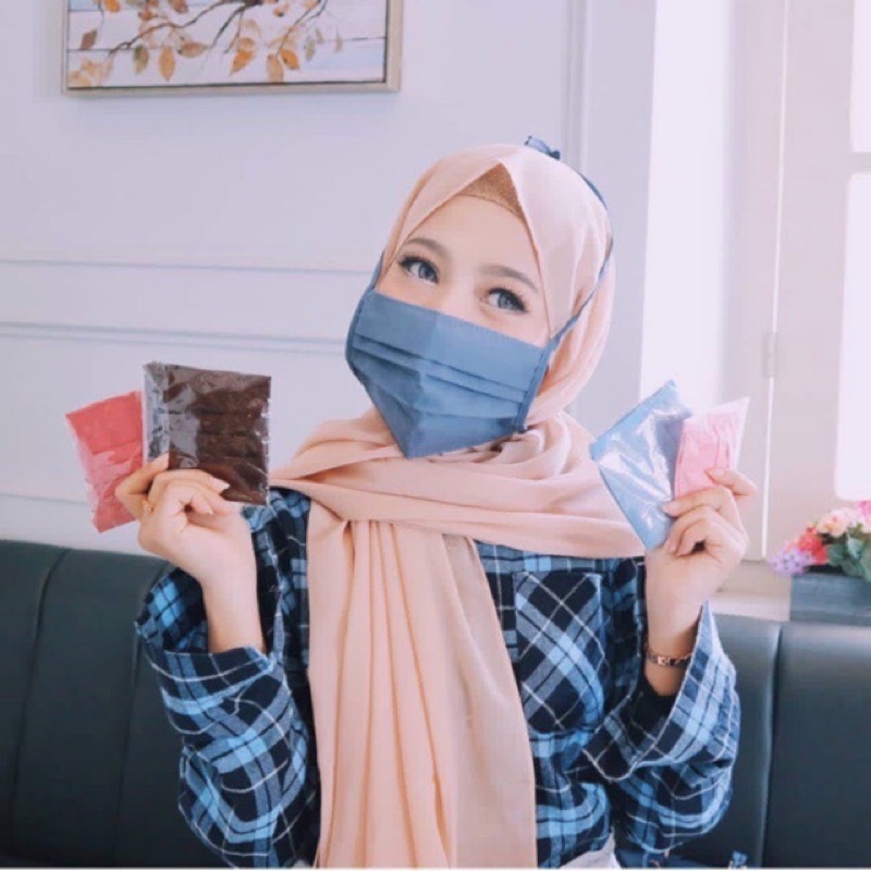 MASKER KAIN HIJAB TALI POLOS WARNA