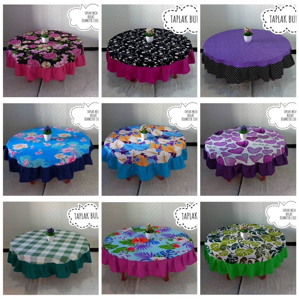 Taplak Meja Bulat Diameter -+ 145 Cm / Taplak Meja Makan Kain / Taplak Meja Ruang Tamu
