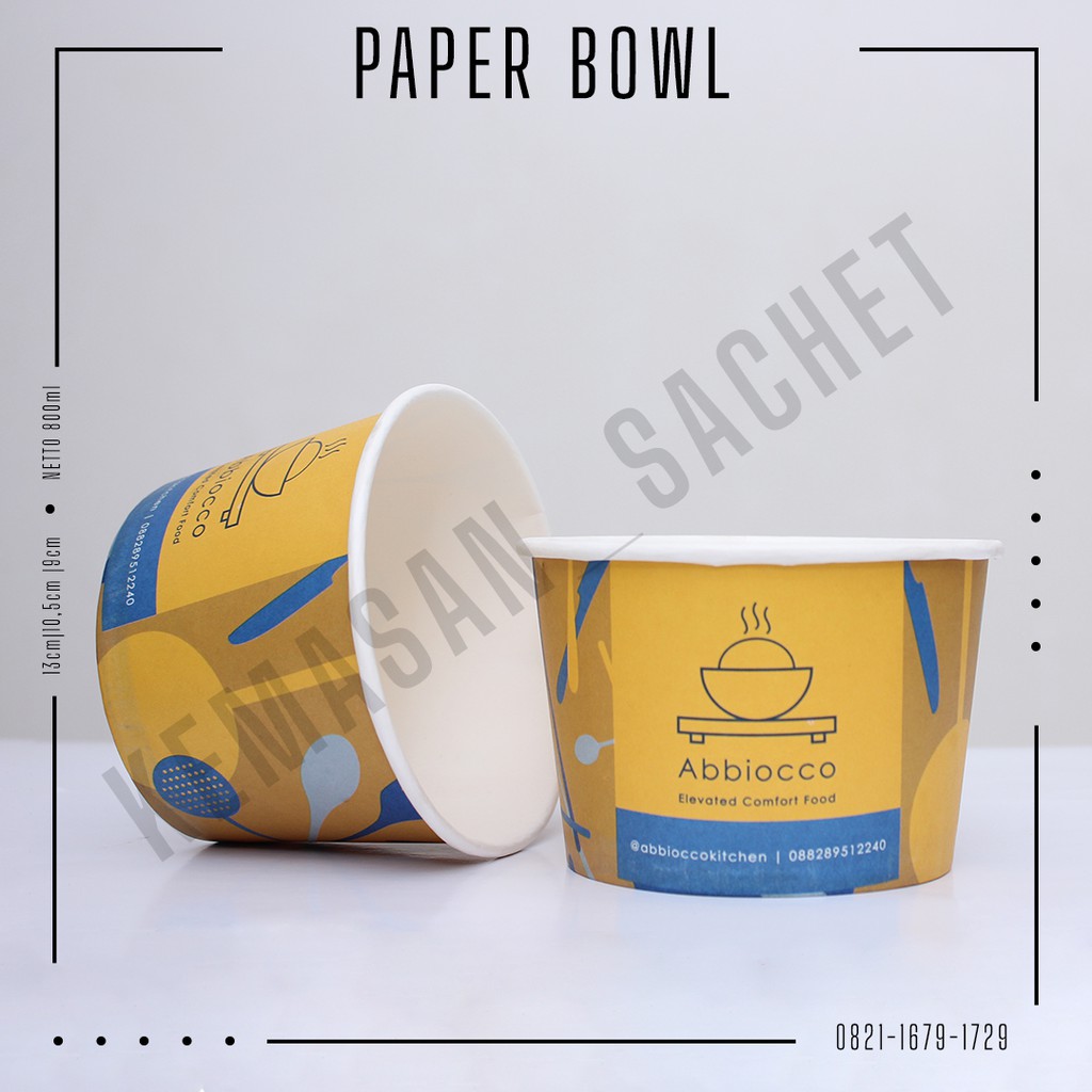Cetak Kemasan Paper Bowl Full Print Ukuran 800ml
