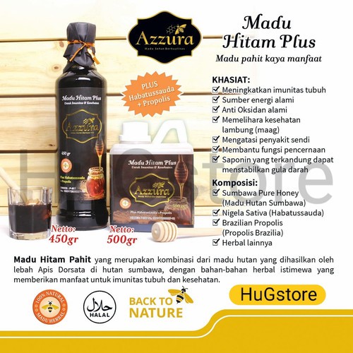 

Madu Sehat Hitam Plus Habatussauda plus Brazilian Propolis 450gr, 500gr | Madu Herbal Azzura