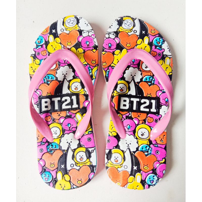sandal jepit anak wanita terbaru Motif BT21 Ace surabaya