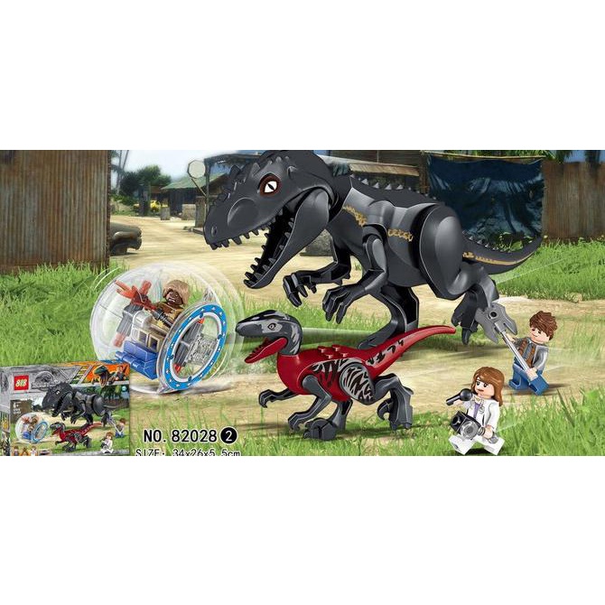 Eklusif 82028-2 Lego Dinosaurus Jurassic World Indoraptor & Velociraptor Hemat