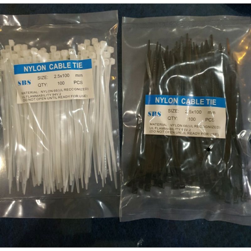 kabel ties 100 pcs cable tie 2,5 x 100mm 10cm hitam putih