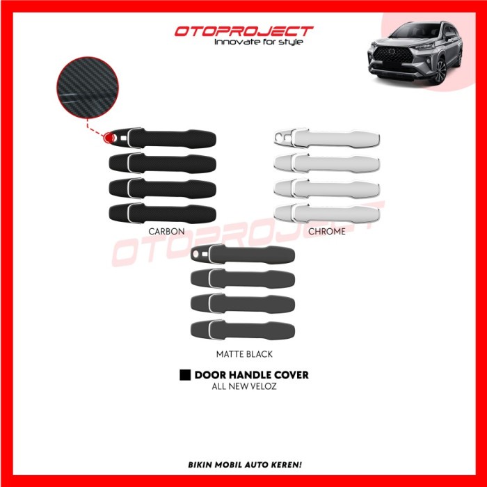 Cover Handle Outer Pelindung Pintu Mobil All New Avanza 2021 2022 Carbon Chrome Black Matte