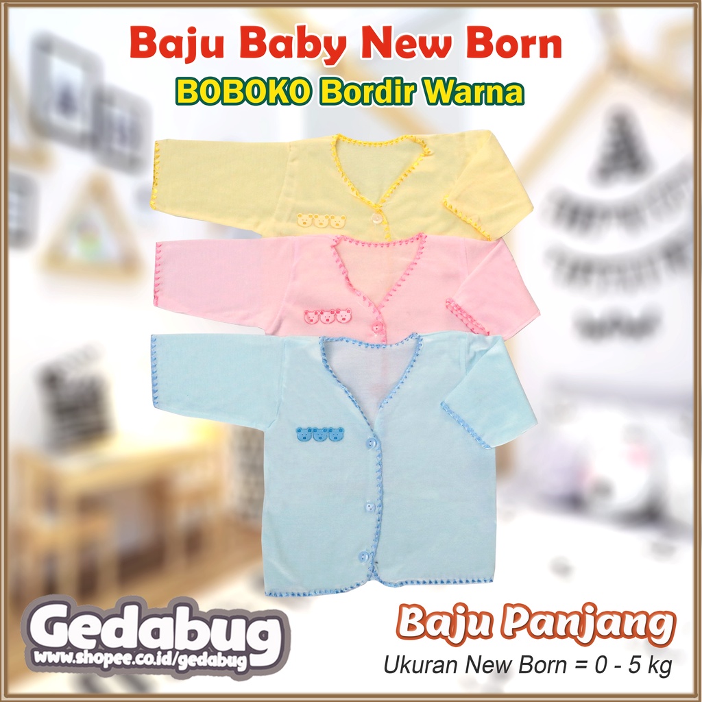 6 Pcs - Baju BOBOKO Bordir Warna PANJANG | Pakaian Bayi Murah | Size New Born