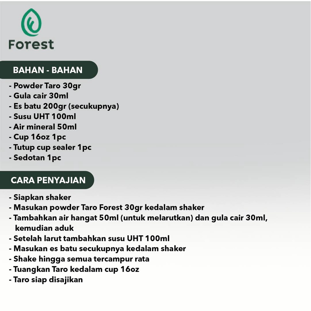 Bubuk Minuman TARO Powder 500g - FOREST Bubble Drink