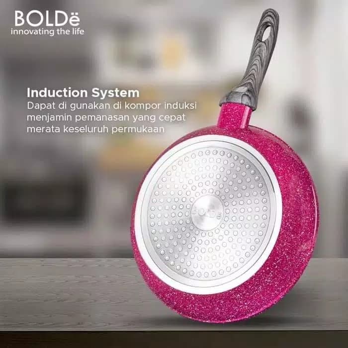 BOLDe fry pan 22cm Blackpink superpan granite black pink induksi 22 cm bolde 22cm fry pan bolde