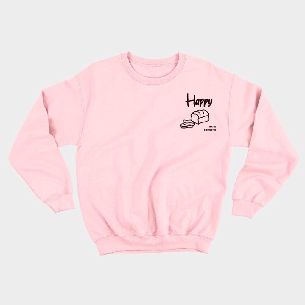 FenishaStore Sweater Crewneck Oblong Wanita HAPPY BAKE SOMEONE Size M-L-XL-XXL Bisa Bayar Ditempat COD