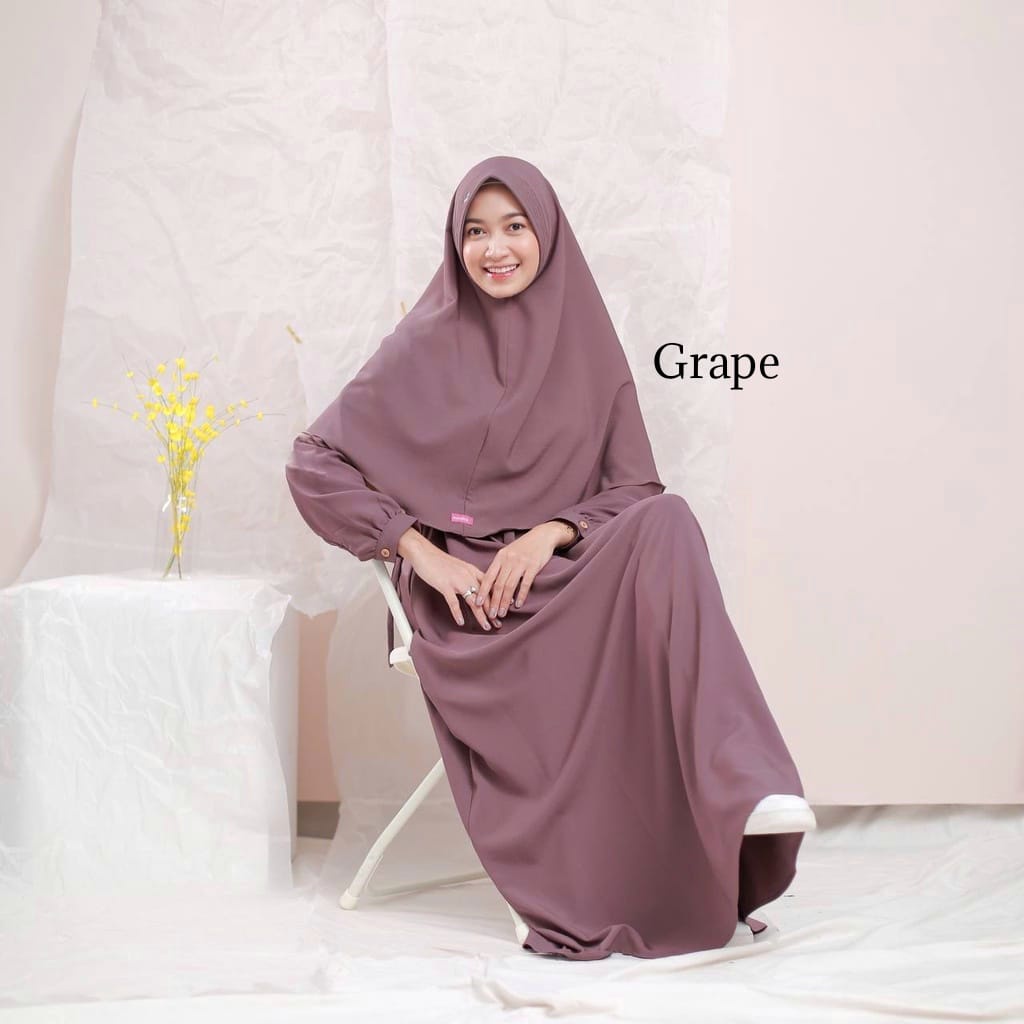 Gamis  set hijab fashion muslim baju remaja pakaian wanita dress hijab syari