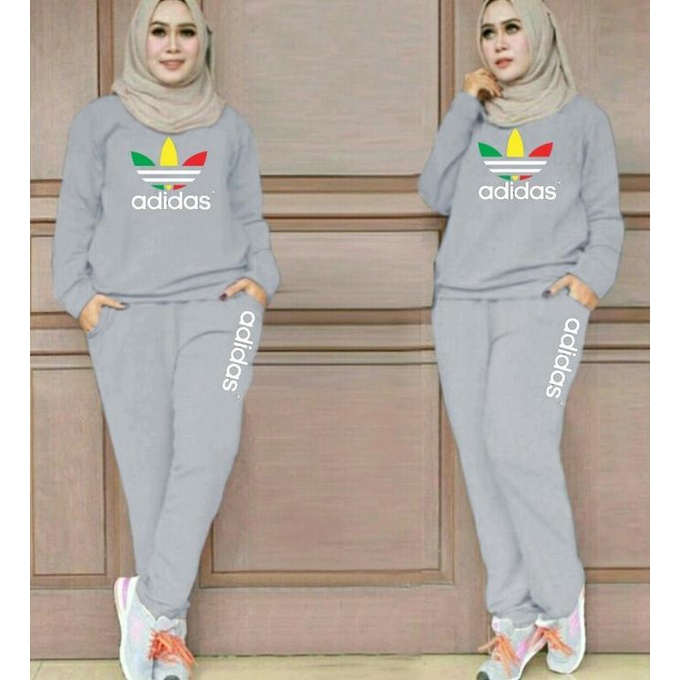 Pakaian Olahraga Wanita Setelan Baju Olahraga Wanita (Adidas) Lengkap Real Pict