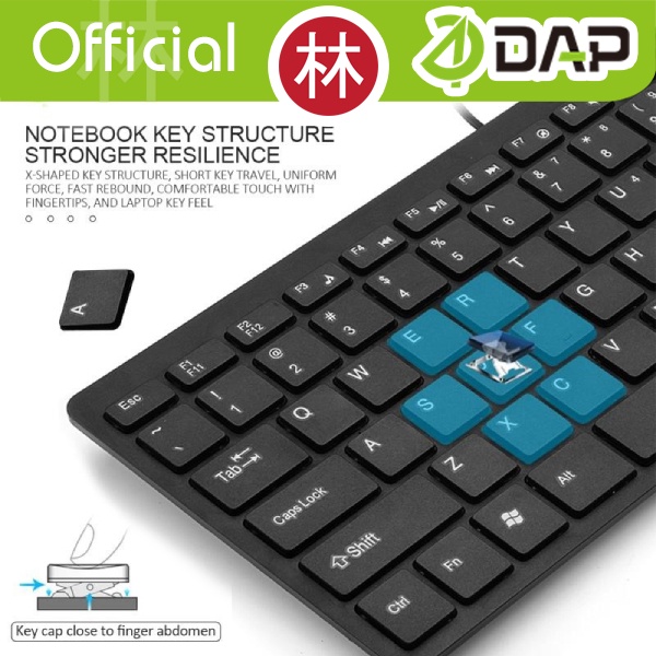 DAP D-M3276 Portable Wired Mini Multimedia Keyboard High-Speed PC