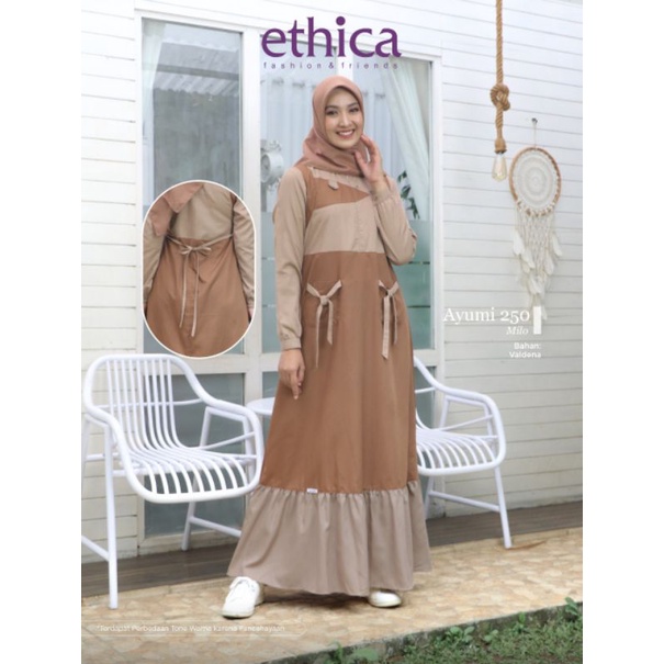 Set gamis ethica ori syar'i syari model terbaru untuk lebaran 2022, warna hijab sangat menarik, baha