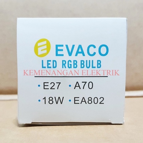 EVACO 18W E27 BOHLAM LED BULB REMOTE CONTROL RGB / LAMPU 16 WARNA + REMOT